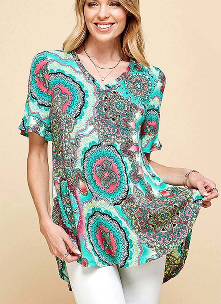 Paisley Flutter Sleeve Top