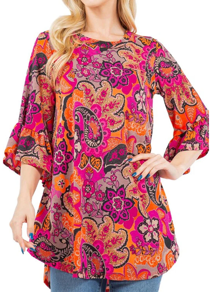 Paisley Bell Sleeve Top