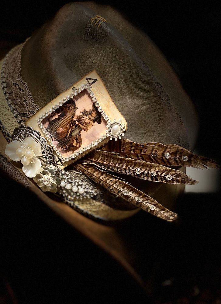 Victorian Cowgirl Distressed Hat – Elusive Cowgirl Boutique display picture 2