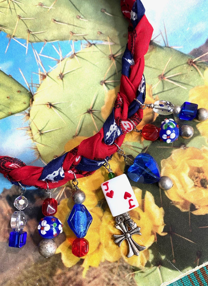 Red & Blue Bandana Cowgirl Necklace