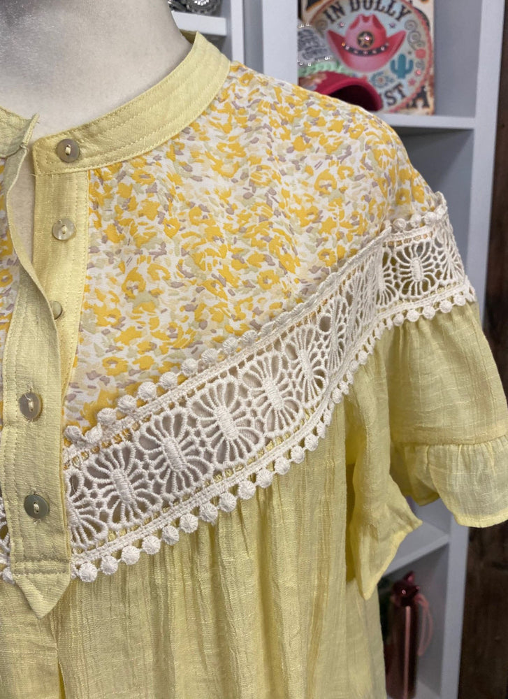 Yellow Floral Cowgirl Top
