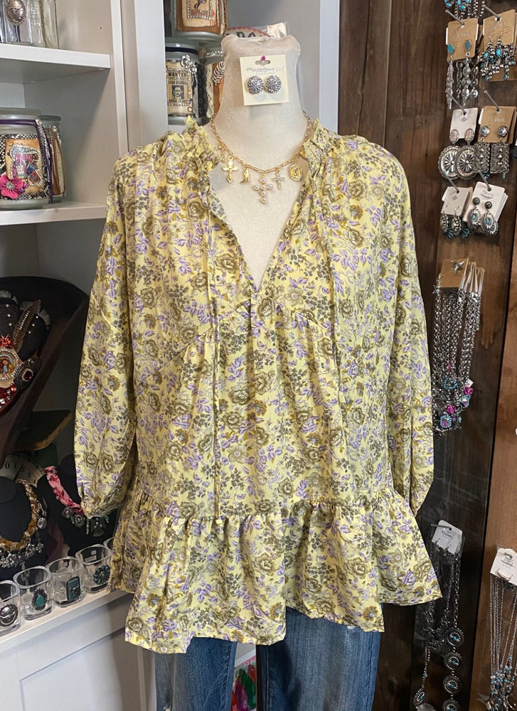 Yellow Purple Floral Top