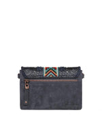 Leather Tooled Navy Wristlet