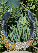 Western Crystal Flower Horseshoe - Elusive Cowgirl Boutique