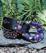 "Purple Dichroic Buckle & Belt - Small" - Elusive Cowgirl Boutique