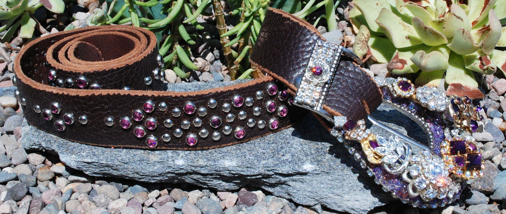 Vintage Purple Belt & Buckle - Medium - Elusive Cowgirl Boutique