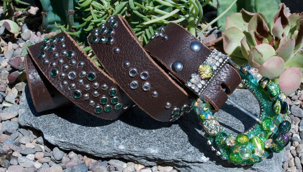 "Green  Dichroic Buckle & Belt - Small" - Elusive Cowgirl Boutique