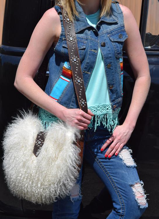 Mongolian Fur Cross Bag - Elusive Cowgirl Boutique