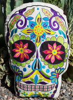 Pillow - Embroidered Sugar Skull - Elusive Cowgirl Boutique