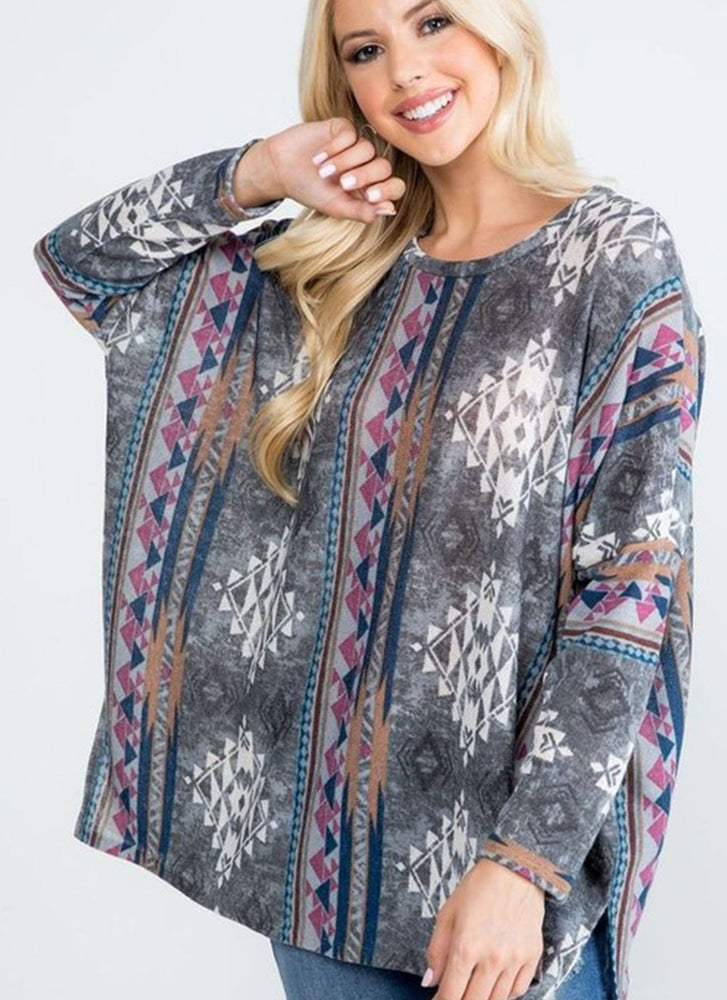 Aztec Knit Loose Fitting Top