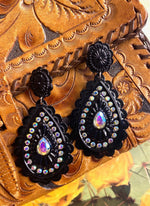 Black Beauty Rhinestone Earrings