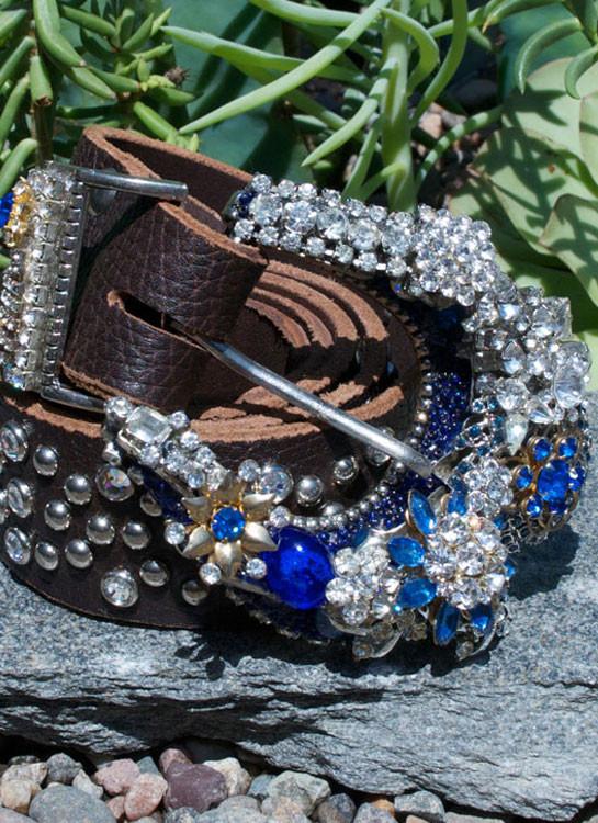 Vintage Blue Belle Belt & Buckle - Medium - Elusive Cowgirl Boutique