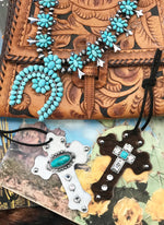 Western Crystal Saddle Crosses - Elusive Cowgirl Boutique