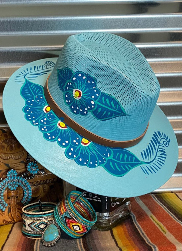 Turquoise Floral Cowgirl Hat