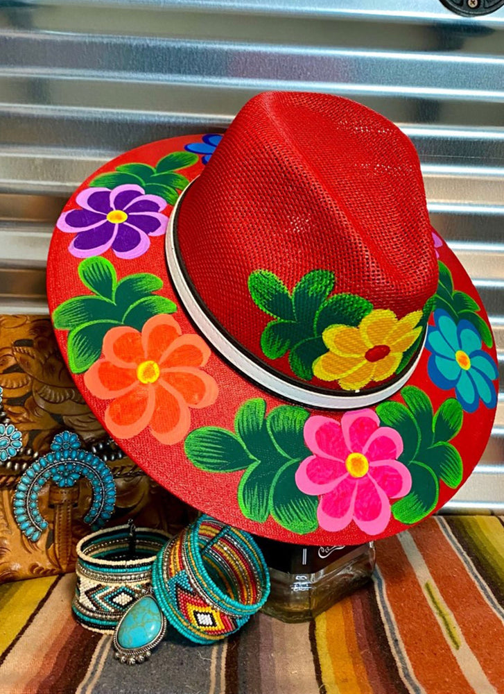 Painted Floral Straw Hat