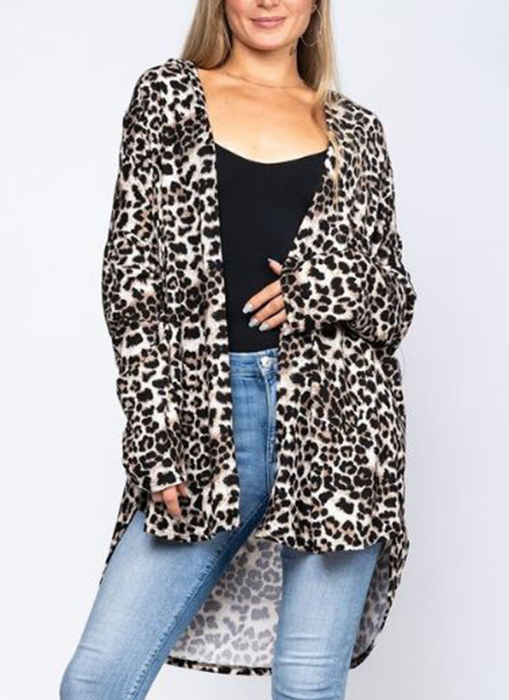 Leopard Hoodie Cardigan