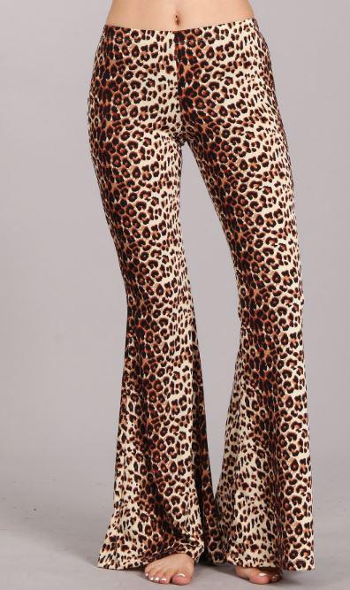 Leopard Bell Bottom Leggings - Elusive Cowgirl Boutique