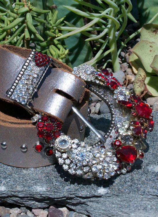 Vintage Ruby Red Buckle & Belt - Small